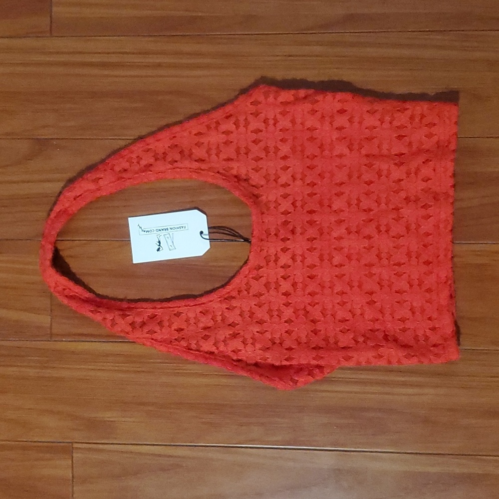 Fashion Brand Company - Red Diamond Lace Halter Top, Size Small